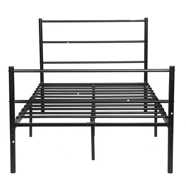 Latitude Run® Seyran Twin XL Bed Frame with Headboard Black Metal